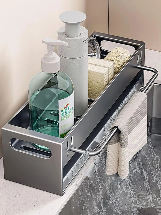 Extra-Large Carbon Steel Sink Caddy - Sponge & Soap Dish Countertop Organiser Rack