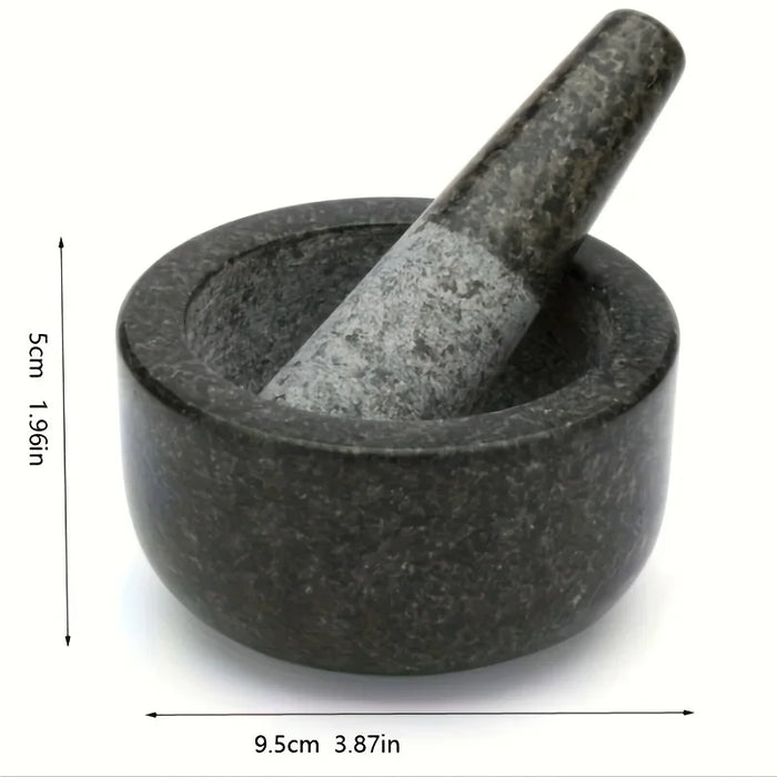 Polished Granite Mortar and Pestle for Herbs, Salsa & Avocado (3.74 x 1.97in)