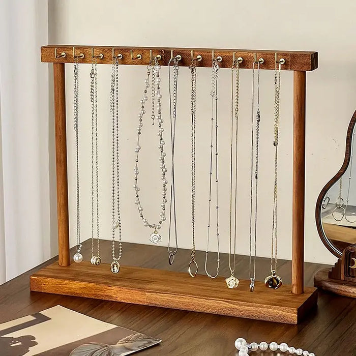Solid Wood Jewellery Display Stand – Countertop Necklace & Bracelet Rack