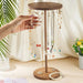 Wooden Jewellery Organiser Tower — 12 or 18 Golden Hooks, Round Base