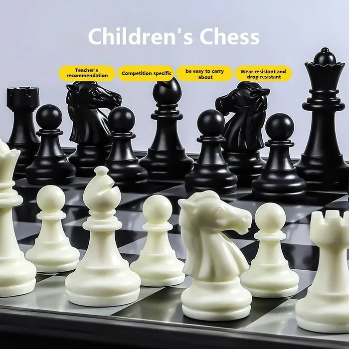 Folding Magnetic Chess & Checkers — 4 Sizes, Plastic HIPS, Teaching Book