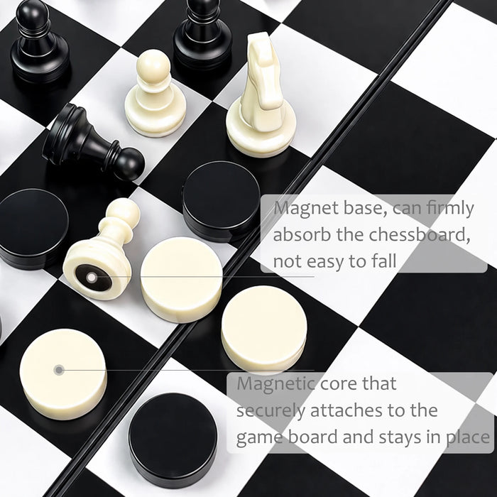 3-in-1 Folding Chess, Checkers & Backgammon Set — Portable Travel Board (4 Sizes)