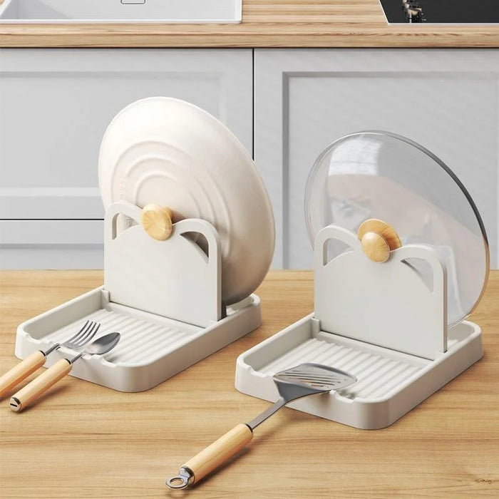 Spoon, Spatula & Lid Rest Rack – Compact Pan Lid Holder for Kitchen