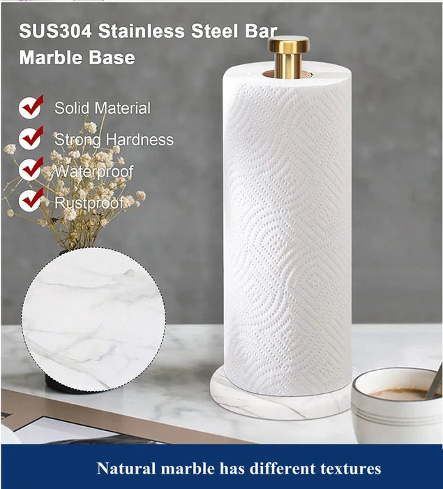 Marble Vertical Paper Towel & Plastic Wrap Rack — Brushed Gold