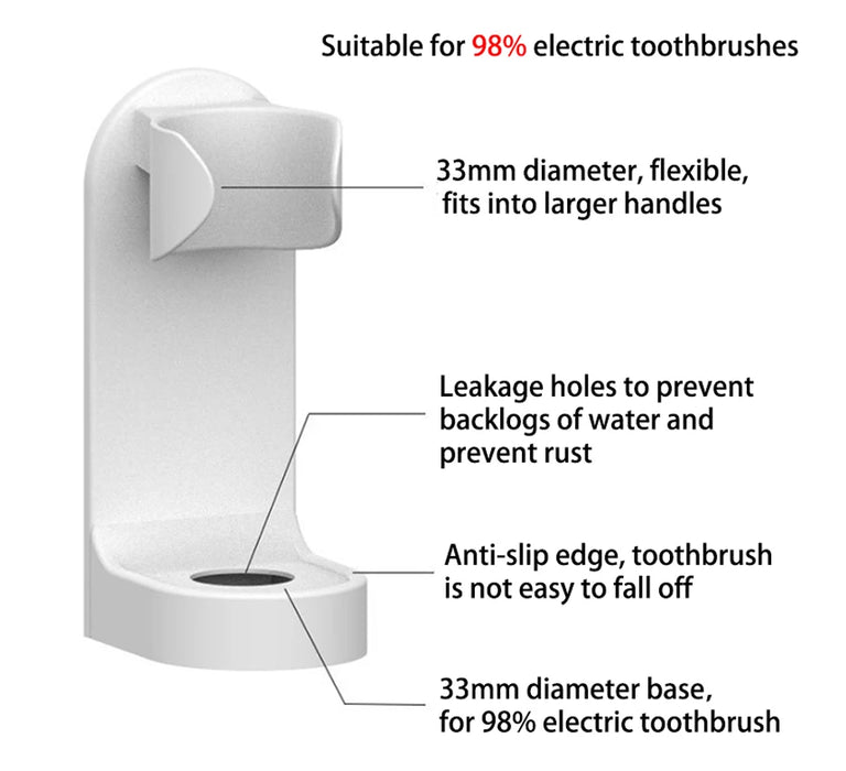 Wall-Mounted Electric Toothbrush Holder — Traceless ABS Stand, Fits Most Electric Brushes