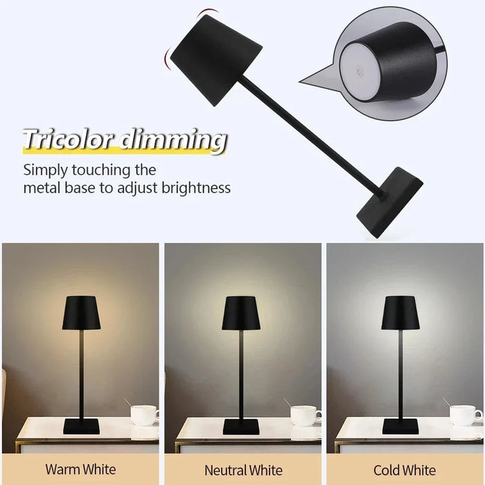 LED Stolna Lampa - Usb Punjenje, Vodootporna, Bežični Dodir za Bar, Restoran, Hotelsku Spavaću Sobu - Idealno Rješenje za Ambijentalno Osvjetljenje za Ugostiteljsku Industriju