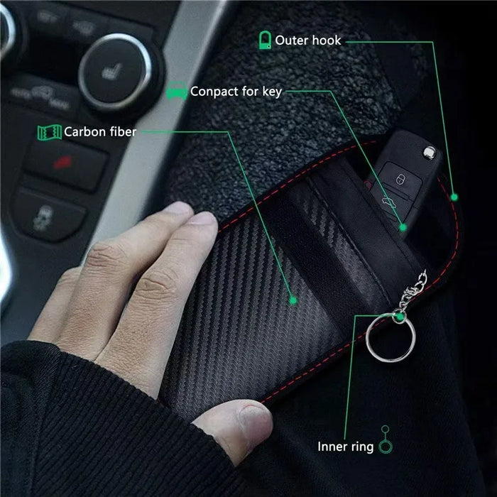 Faraday Key Fob Pouch — Carbon Fibre Signal‑Blocking Protector
