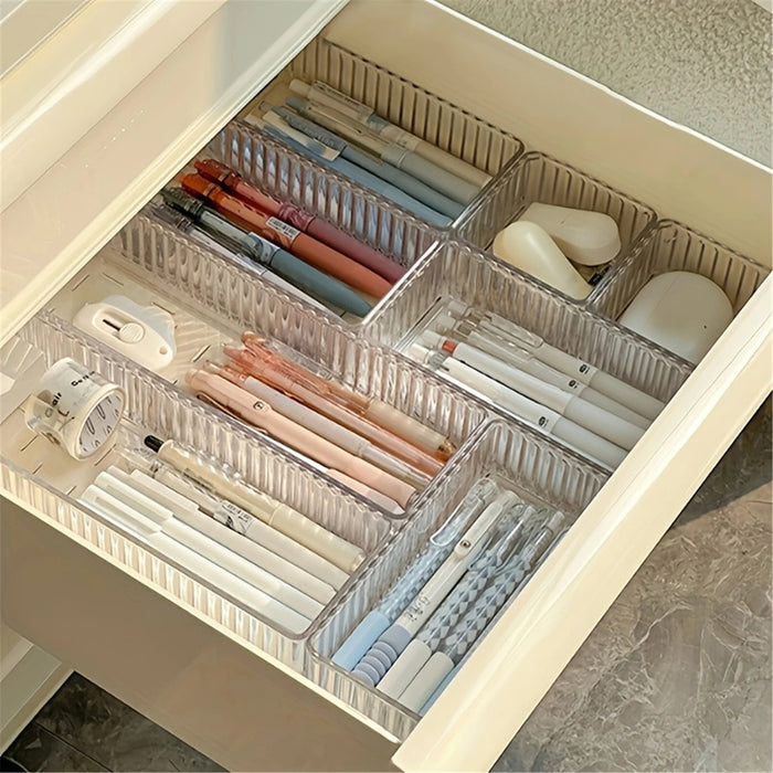Stackable Acrylic Drawer Organiser — Adjustable Divider Trays for Makeup