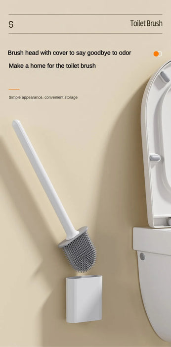 Mini Silicone Toilet Brush with Anti‑Drip Base — Flexible Soft Bristles, Quick‑Dry Holder