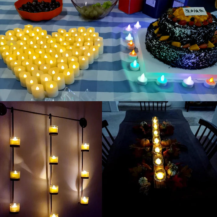 Rechargeable LED Tea Lights with Remote & Timer — Flameless Warm and Colour Modes