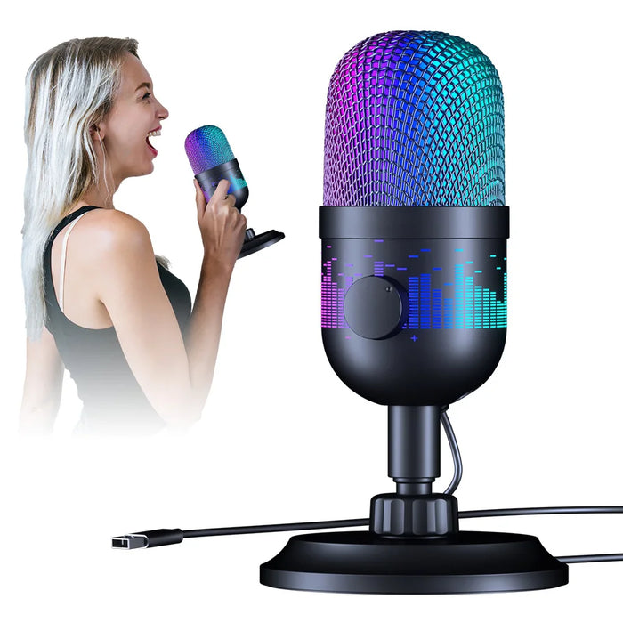 USB Condenser Microphone with RGB — 192kHz/24bit Cardioid Mic for Streaming & Recording