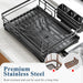 Large Rustproof Iron Dish Drying Rack with Drainboard and 3‑Slot Utensil Holder