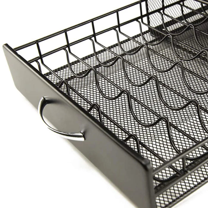 Coffee Capsule Pod Holder Metal Drawer Organiser — Compatible with Nespresso Vertuo, Vertuoline, Dolce Gusto, Verismo & Lavazza — Black