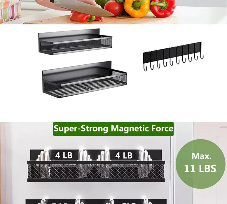 Metal Magnetic Spice Shelf — Fridge & Oven Organiser, DIY Kitchen Rack