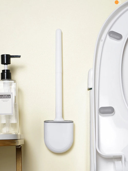 Wall-hanging Long-handle Toilet Brush with Silicone Head, 36×9×4 cm