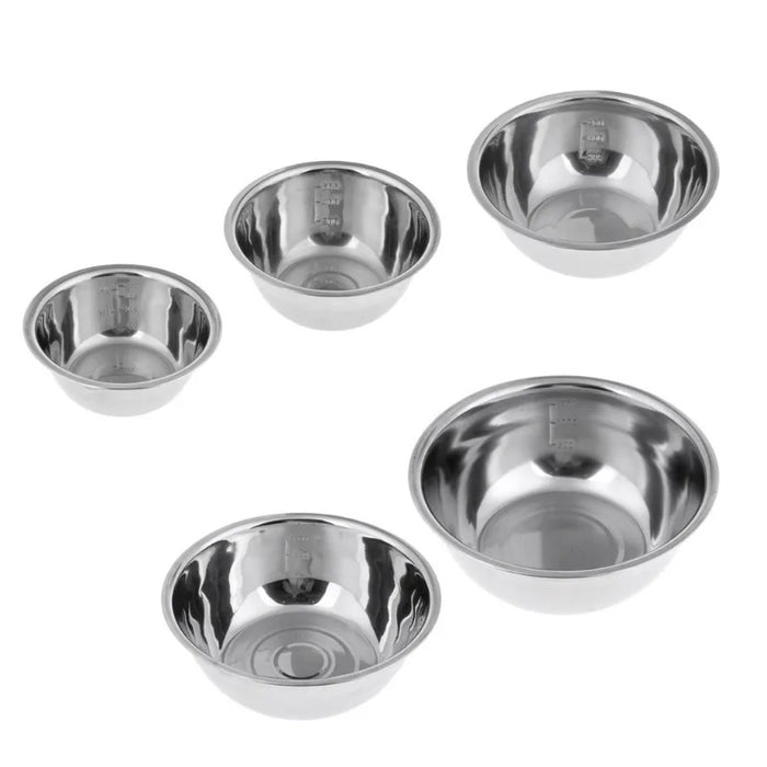 5‑Piece Stainless Steel Mixing Bowl Set — Nesting, Non‑Slip