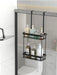 QH Dual-Tier Shower Caddy — Metal & Plastic Bathroom Shelf (Wall or Over-Door)