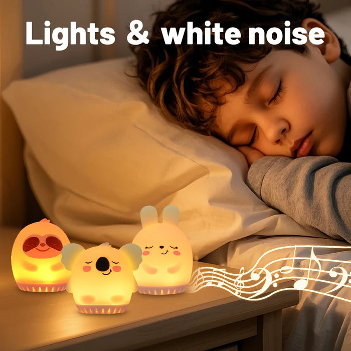 Mini Rabbit White Noise Machine & LED Night Light — 20 Soothing Sounds, USB‑C Rechargeable Silicone Sleep Aid