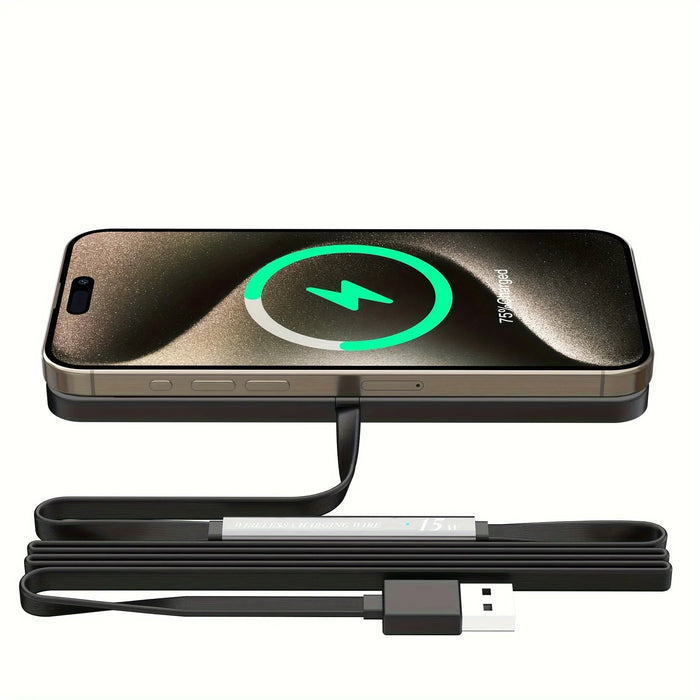 15W Qi Wireless Car Charger Pad with USB — QC3.0 Input, Compatible with iPhone 11–16 & Qi Devices