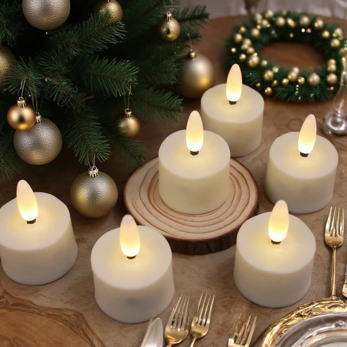 Rechargeable Flameless LED Tea Lights with Remote & Timer — 3D Flicker, 2700K