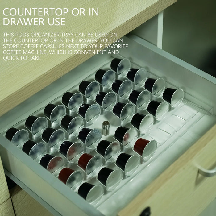 Acrylic Coffee Pod Tray — Holds 34 Nespresso Original Capsules