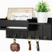 Wooden Wall-Mounted Key Rack & Mail Organiser — 6 Hooks