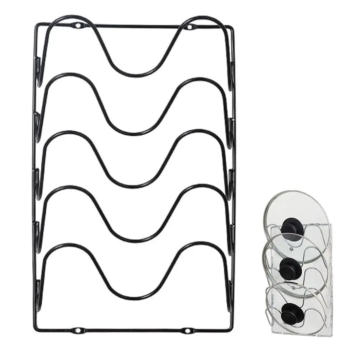 5-Tier Wall-Mounted Pot Lid & Cutting Board Organiser — 29.5 x 18.5cm
