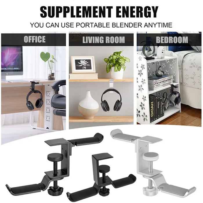 PC Gaming Aluminium Dual Headset Stand — Under-Desk Clamp with Adjustable Rotating Arm