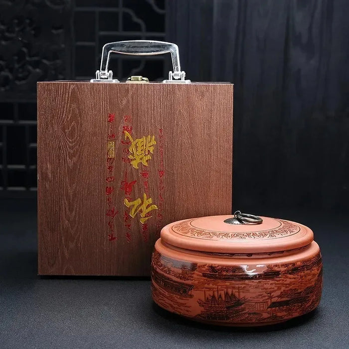 Purple Clay Ceramic Tea Caddy – 18 x 10 cm Sealed Coffee & Candy Canister