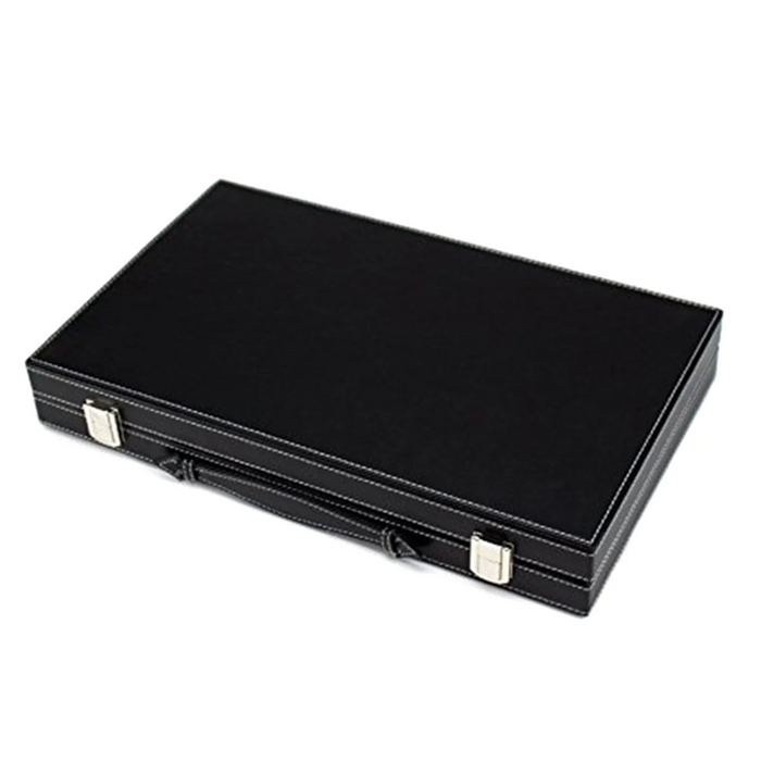 Classic Backgammon Set with PU Leather Folding Case – Portable Travel Game