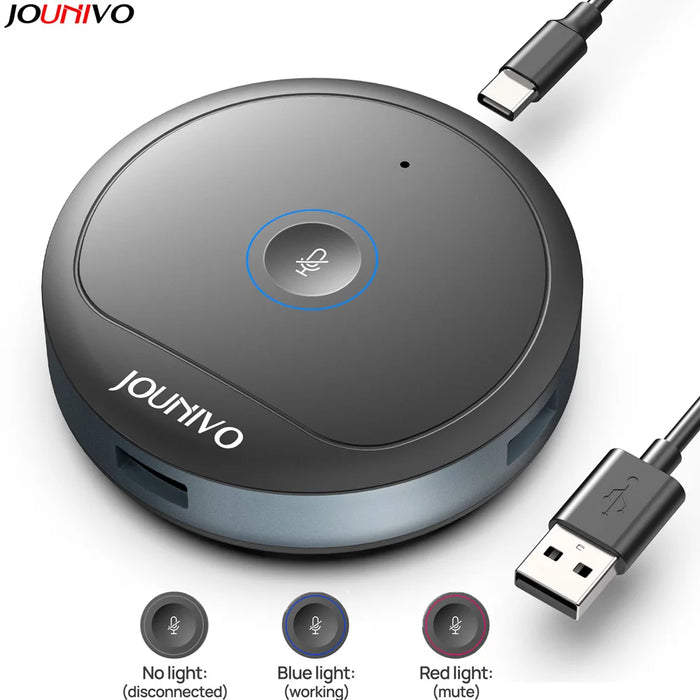 Conference Microphone with 5‑in‑1 USB Adapter — 360° Omnidirectional Condenser Mic for PC & Mac