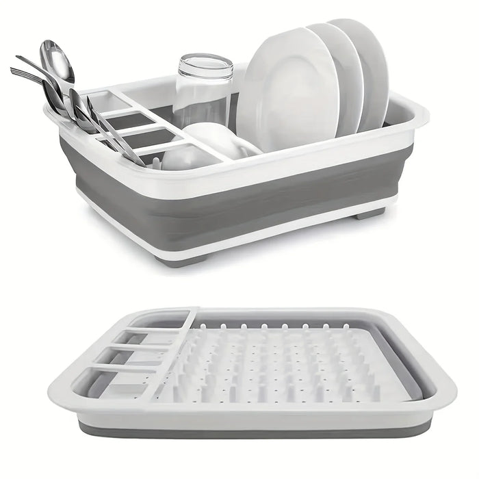 Large Plastic Dish Rack with Utensil Holder — Lightweight Drainer for Home, RV & Small Spaces