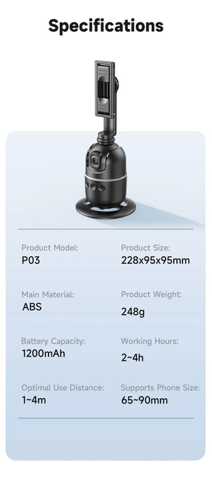 P03 AI 360° Face‑Tracking Selfie Gimbal with Light — Universal Smartphone Stabiliser