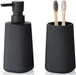 2-Piece Bathroom Set – Soap Dispenser & Toothbrush Holder, Striped Black