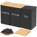 3‑Piece 1 L Coffee, Tea & Sugar Canisters with Airtight Bamboo Lids — Metal Storage Jars