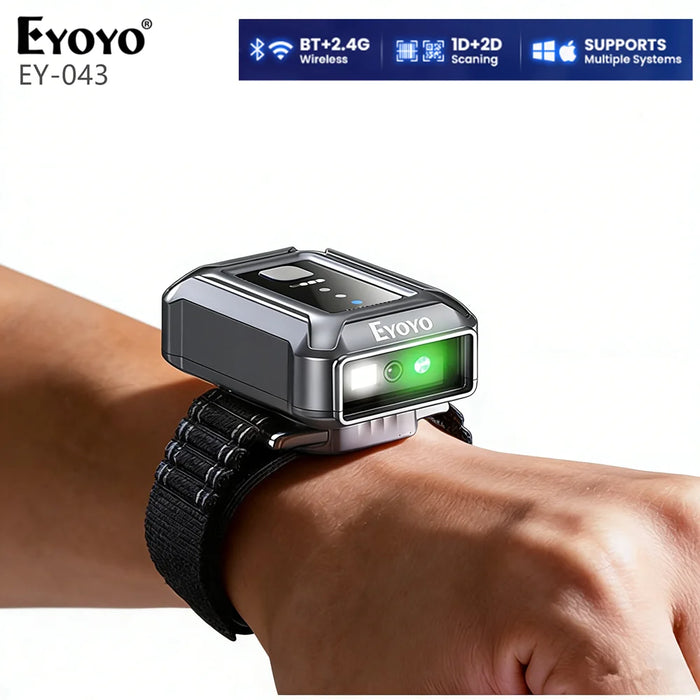 Wristband Wearable Barcode Scanner — Hands‑Free 1D & 2D Bluetooth and USB QR Reader (Mini)