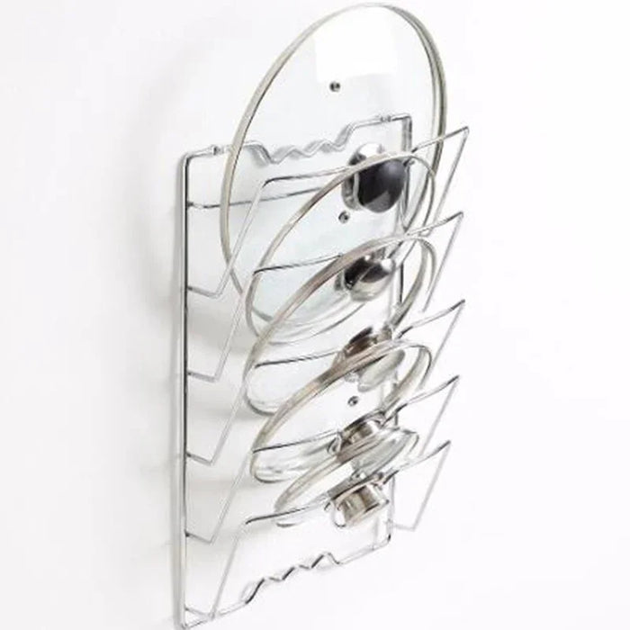 Wall-Mounted Pot Lid Rack — 5-Layer Stainless Steel Kitchen Organizer