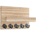 Wooden Wall-Mounted Key Holder with Mail Organiser | 5 Hooks (Dark Khaki/Black)