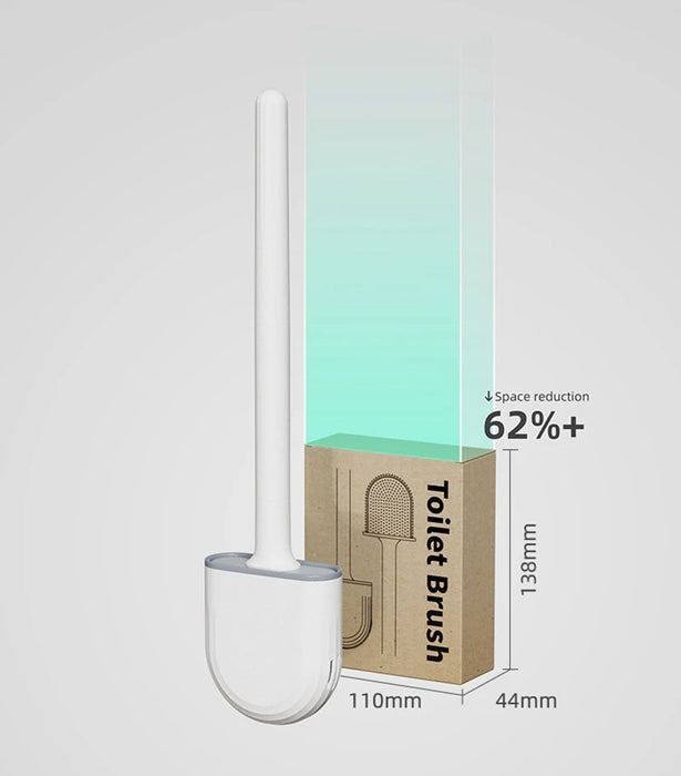 Silicone Toilet Brush with Quick‑Dry Base, Flexible Flat Head and Non‑Slip Handle
