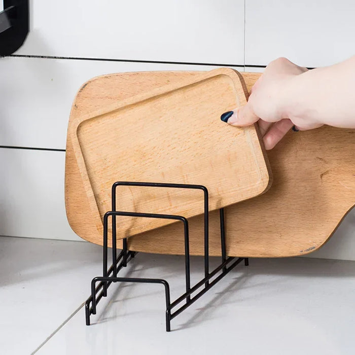 Iron Art Multi-Layer Kitchen Rack — Space-Saving Cutting Board & Lid Organiser