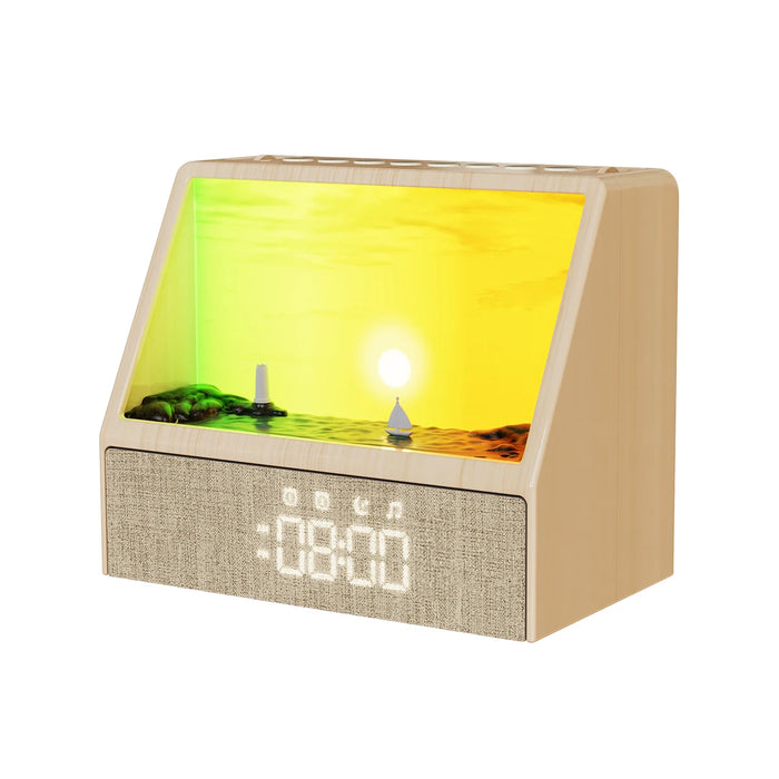 Sunrise Wake‑Up Light with White Noise, Bluetooth Night Lamp (Wood Grain)