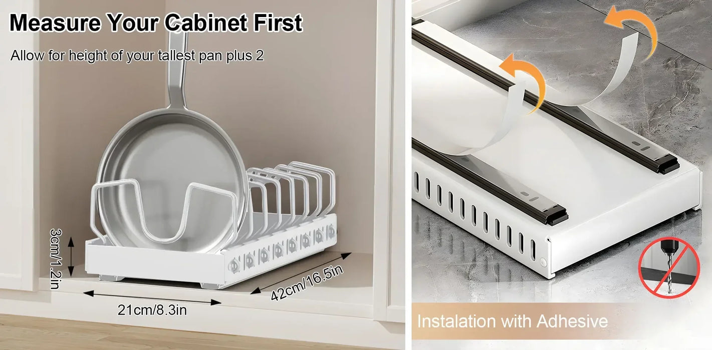 Pull-Out Kitchen Organiser — Pots, Pans & Lids, Ready-to-Use Rack