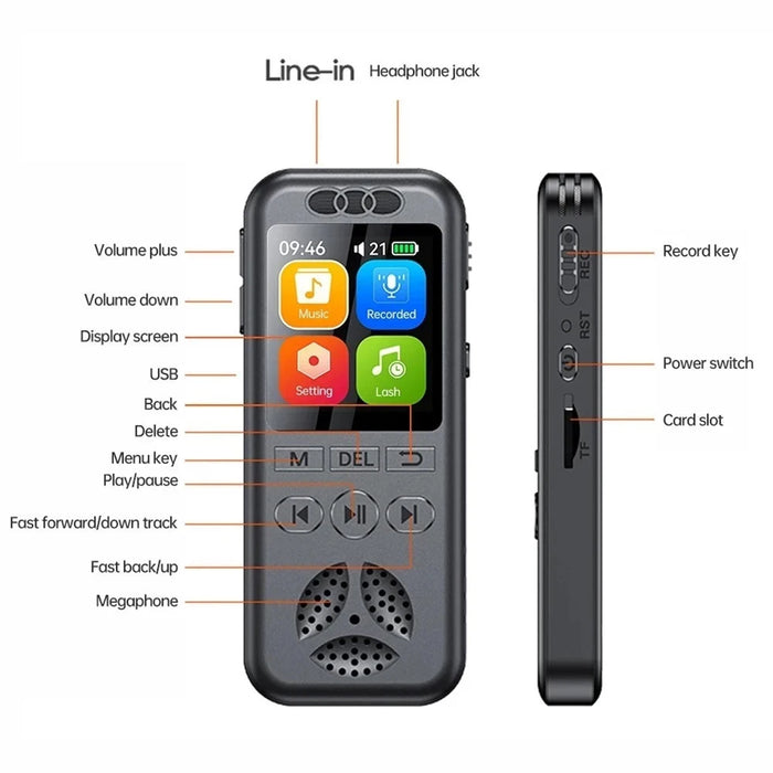 SU7 Digital Voice Recorder — 1536kbps WAV, Voice‑Activated, Up to 72 hrs