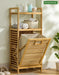 3/4-Tier Bamboo Laundry Hamper & Bathroom Rack with Pull-Out Shelves