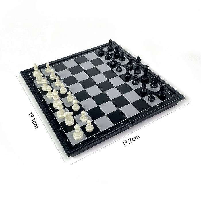 3-in-1 Foldable Magnetic Chess, Checkers & Backgammon Portable Plastic Board