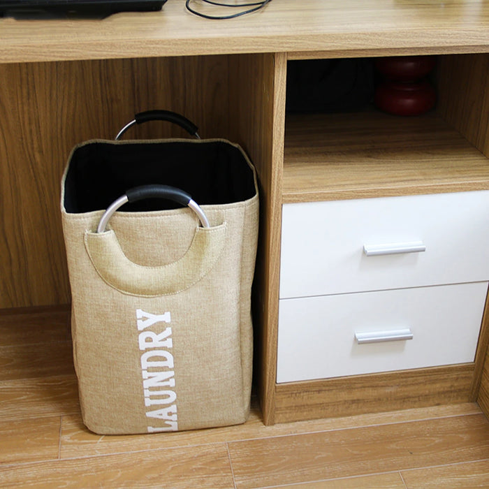 Collapsible Linen Laundry Basket – Waterproof Foldable Hamper with Handles (CT2000)