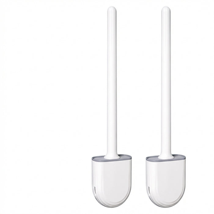 Wall-Mounted Silicone Toilet Brush Set — Easy Install, Long Handle with Portable Holder