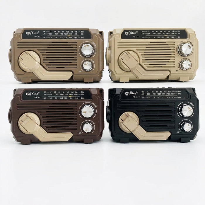 Hand-Crank Emergency Radio & Power Bank — USB, Solar, Bluetooth, DAB