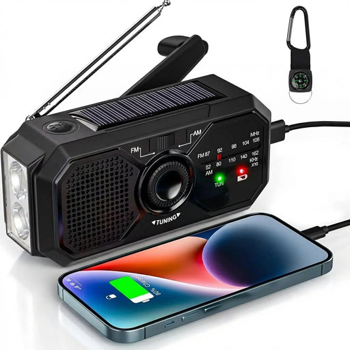 Portable Emergency Dynamo Radio with Crank, Torch & USB Phone Charger