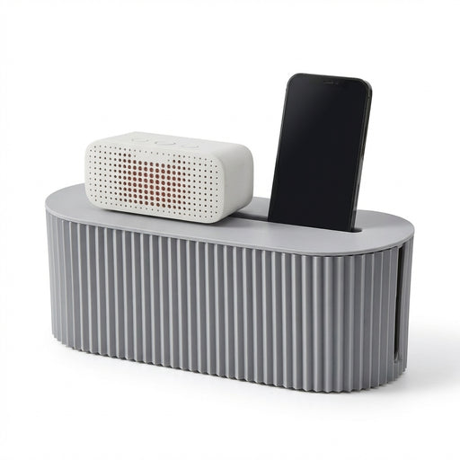 Large-Capacity Cable Management Box with Lid — Plastic Desktop Storage for Office & Home | Halloween & Christmas Gift | JY100 (Grey/Beige)